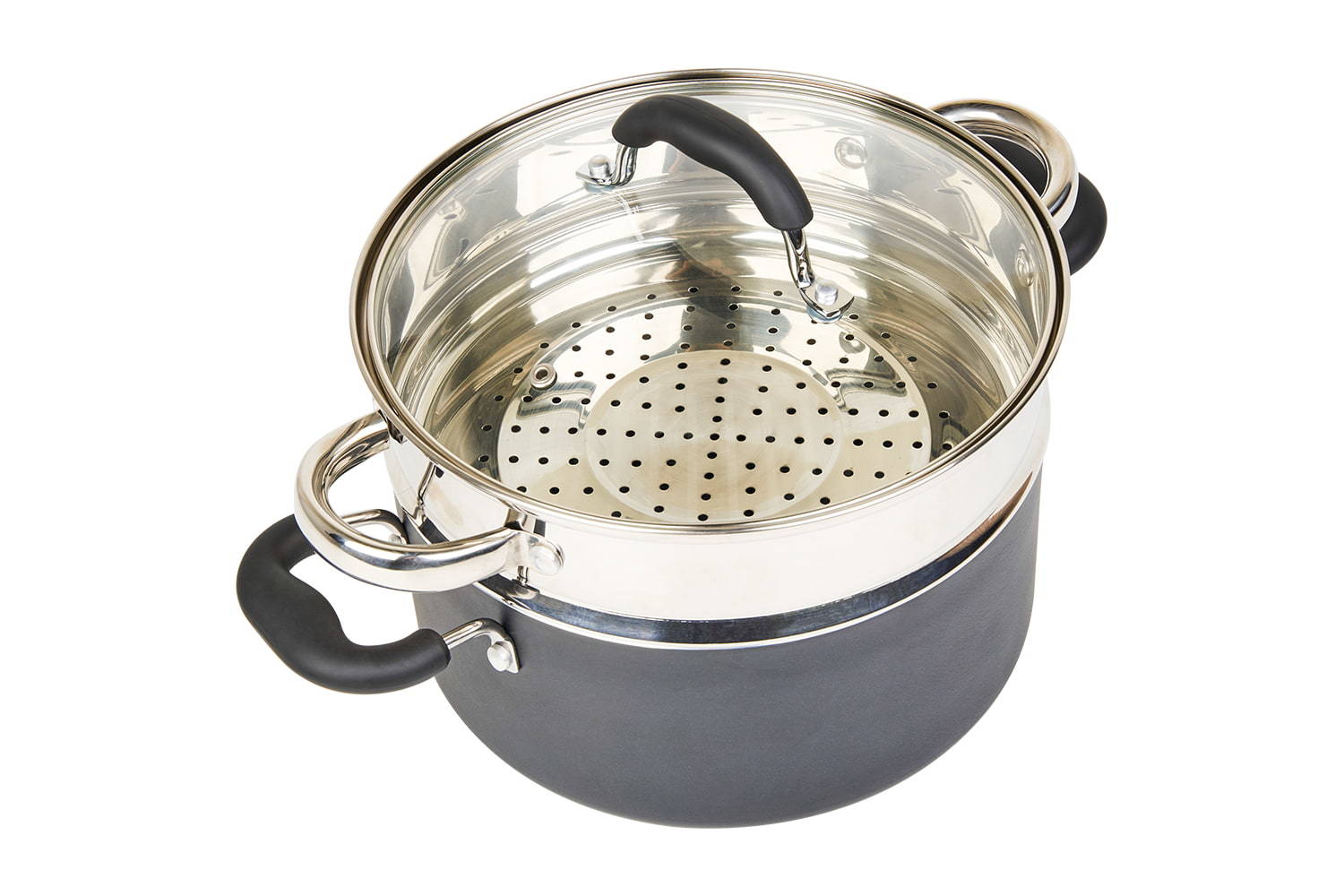 24 CM Non stick soup pot with stainless steel steamer, large capacity，General purpose of stove