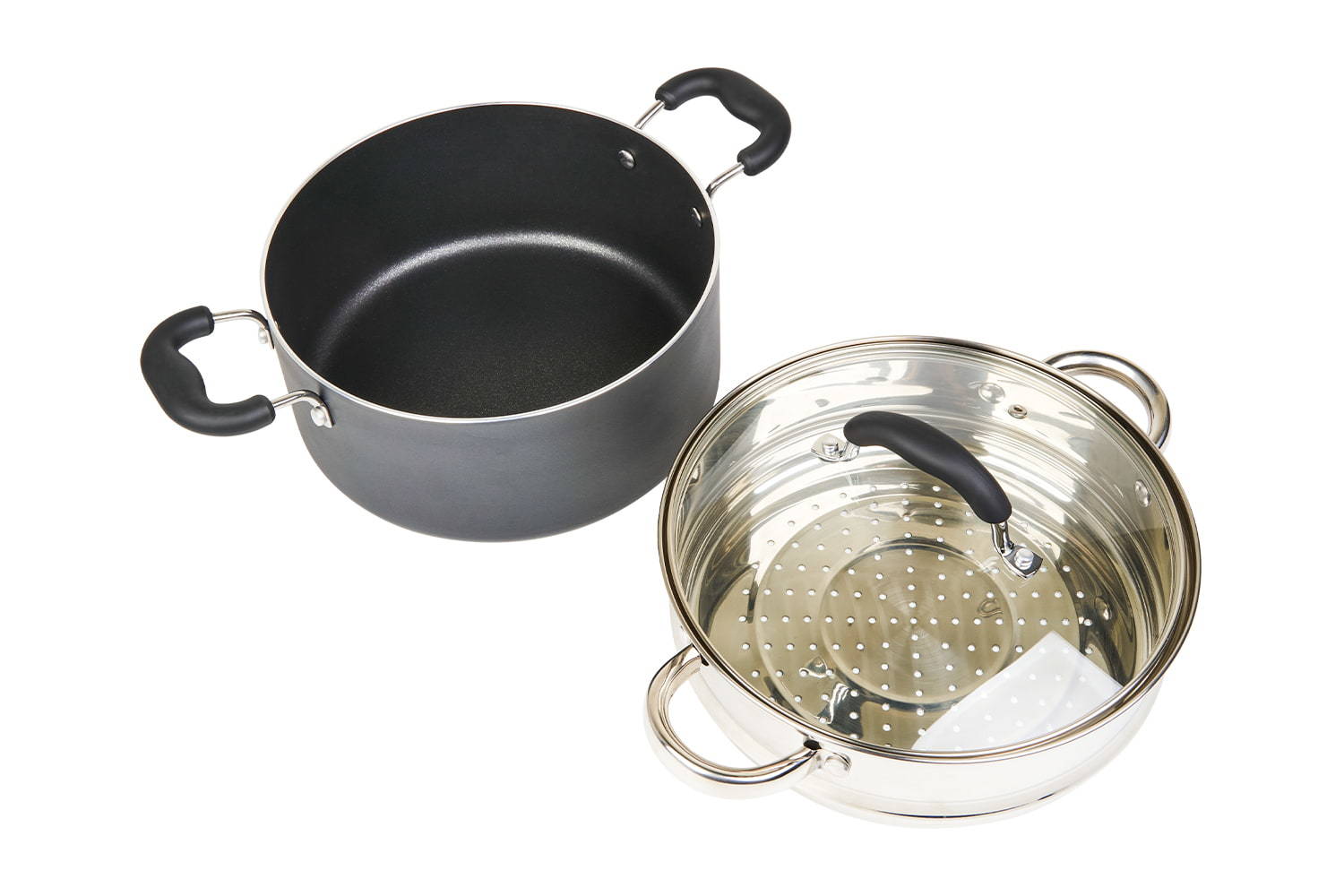 24 CM Non stick soup pot with stainless steel steamer, large capacity，General purpose of stove