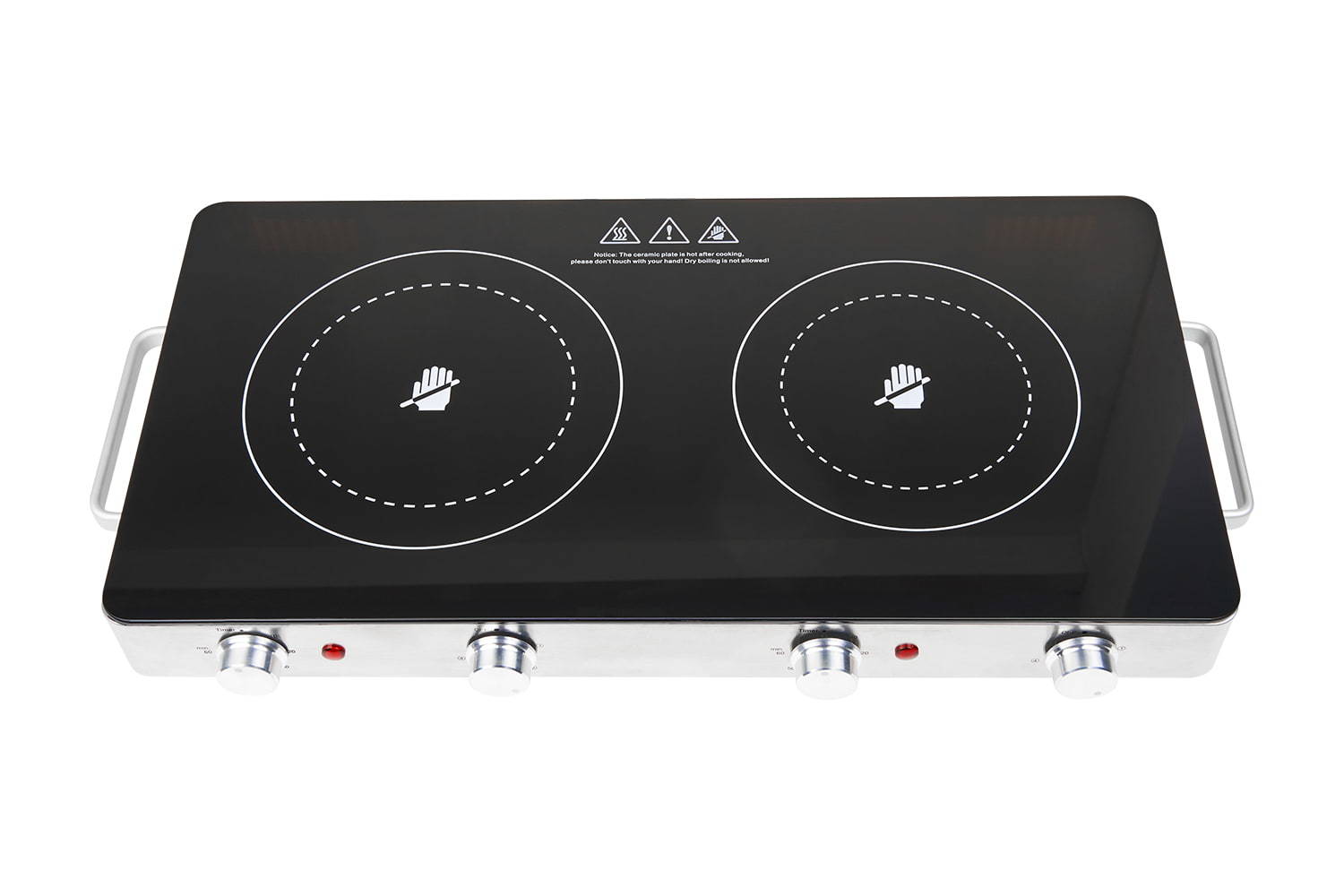 YYH-18J201 Ceramic Electric Hot Plate for Cooking, Dual Control Infrared Cooktop, Stainless Steel-Upgraded Version